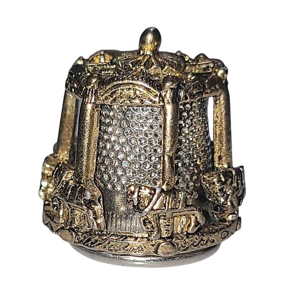 Thimble Pewter Spinning Horse Carousel Signed Nicholas Gish 9 Made In Spain T-4 - Picture 1 of 5